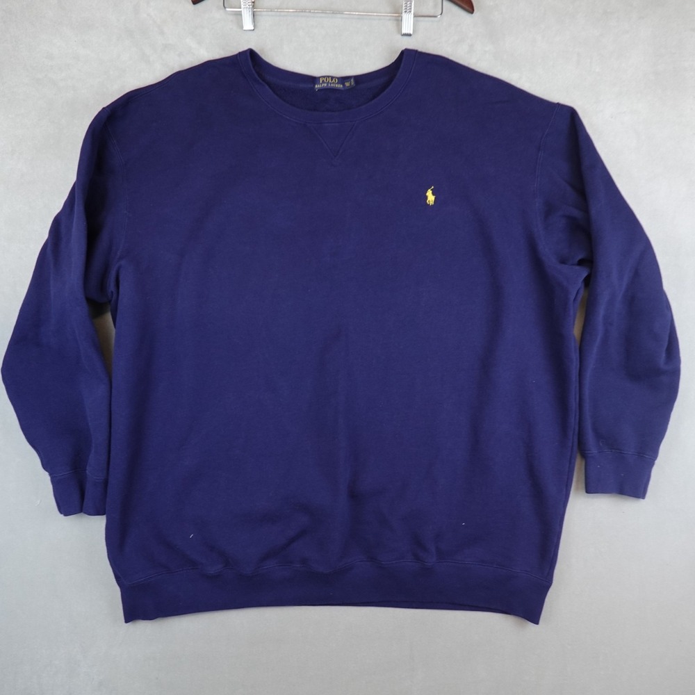 Polo Ralph Lauren Sweatshirt Mens Double Knit Crewneck Navy 4XLT Tall Pony